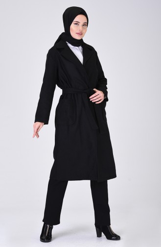 معطف طويل أسود 6035-01