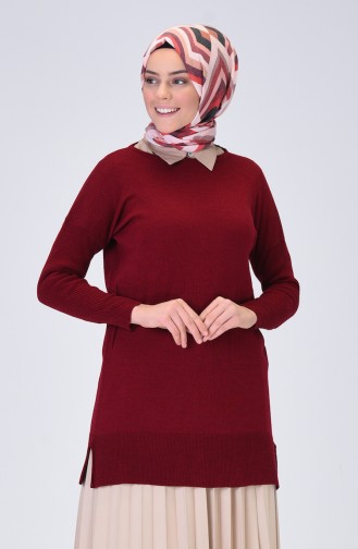 Pull Tricot Avec Poches 0511-05 Bordeaux 0511-05