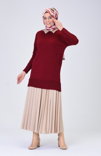 Pull Tricot Avec Poches 0511-05 Bordeaux 0511-05