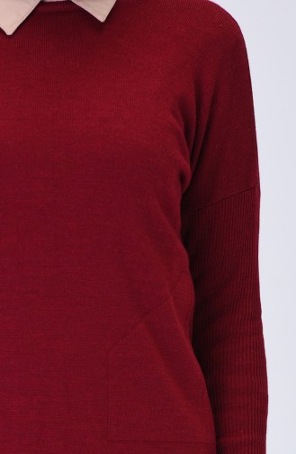Pull Tricot Avec Poches 0511-05 Bordeaux 0511-05