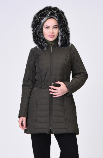 Quilted Coat with Belt 0811-04 Khaki 0811-04