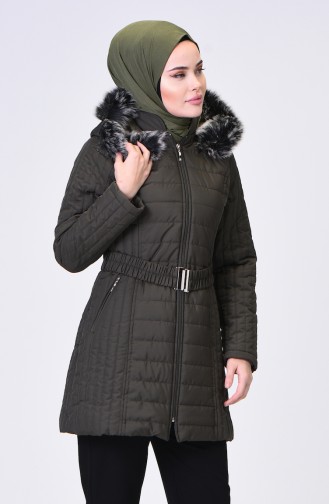 Quilted Coat with Belt 0811-04 Khaki 0811-04