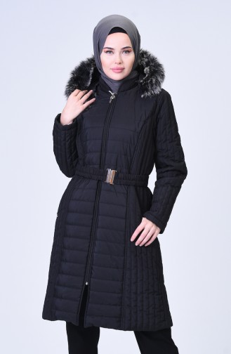  Manteau Matelassé Avec Ceinture 0812-01 Noir 0812-01