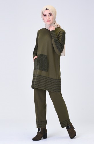 Glitter Stripe Tunic Trousers Double Suit 14264-02 Khaki 14264-02