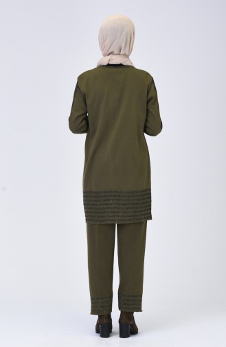 Glitter Stripe Tunic Trousers Double Suit 14264-02 Khaki 14264-02