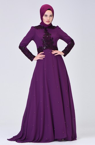 Lace Evening Dress Damson 6172-01