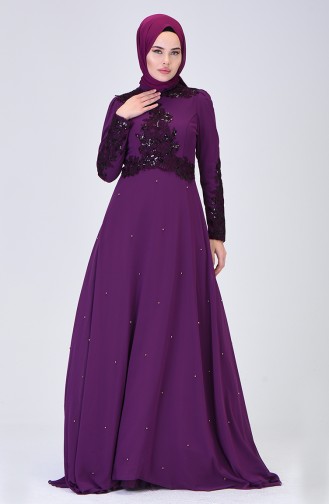 Lace Evening Dress Damson 6172-01