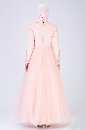 Evening Dress with Pearls Salmon 6173-01