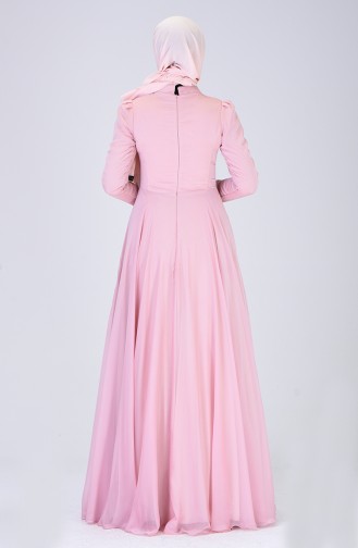 Powder Hijab Evening Dress 6176-01