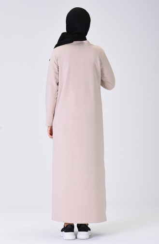 Beige Hijab Kleider 0072-01