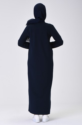 Dark Navy Blue Hijab Dress 0072-05