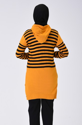 Thin Tricot Hooded Tunic Mustard 1383-01