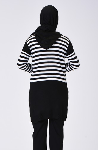 Thin Tricot Hooded Tunic Black 1383-04