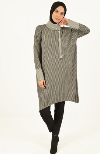 Boğazlı Asimetrik Tunik 1398-01 Gri