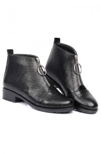 Women´s Zipper Detailed Boots Black Croco 77612-2