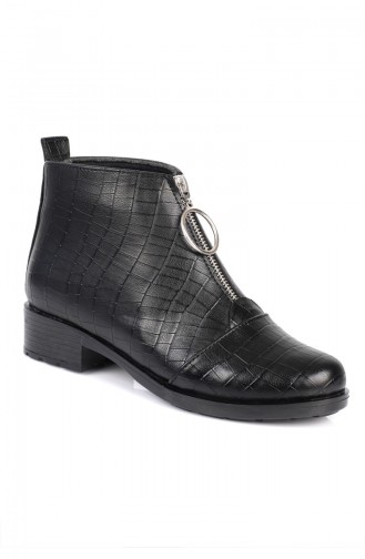Women´s Zipper Detailed Boots Black Croco 77612-2