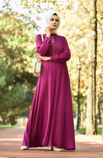 Fuchsia Hijab-Abendkleider 8030-08