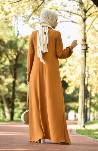 Taşlı Abiye Elbise 8030-09 Hardal 8030-09