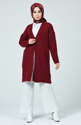 Cross V Neck Cardigan Bordeaux 4185-06