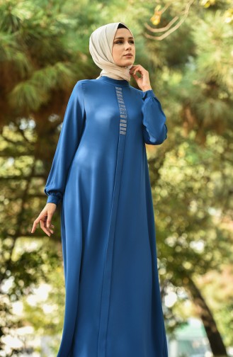 Indigo Hijab-Abendkleider 8030-07