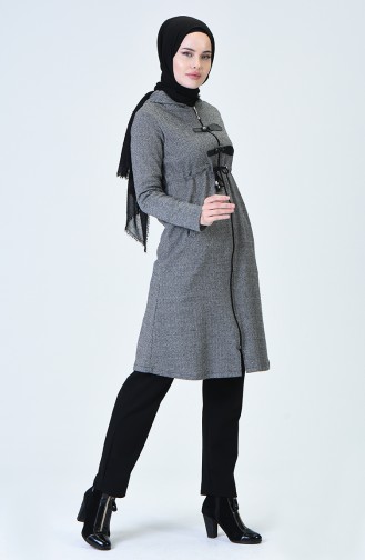 Herringbone Pattern Filt Cape Gray 0004-01