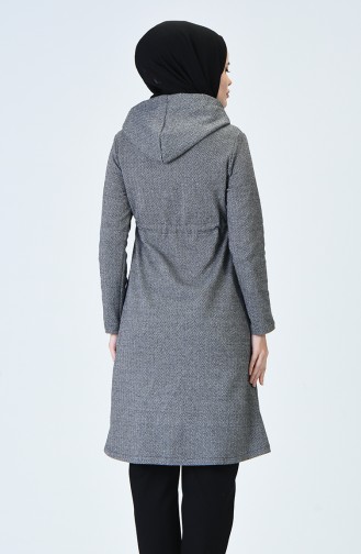 Herringbone Pattern Filt Cape Gray 0004-01