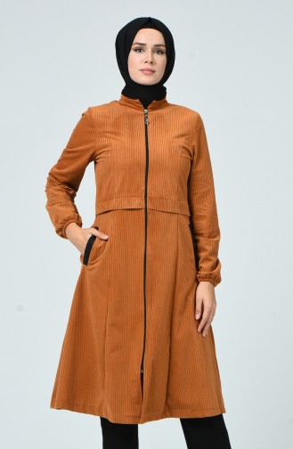 Velvet Cape with Zipper Brown Tobacco 0026-02