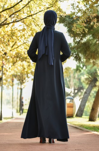 Navy Blue İslamitische Avondjurk 8030-04