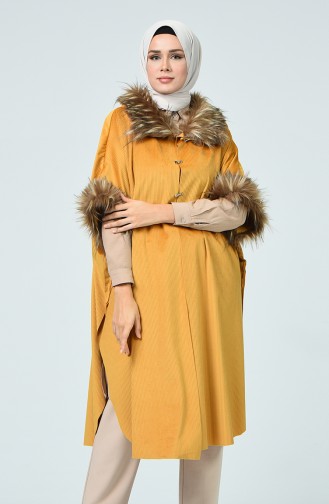 Fur Velvet Poncho Mustard 0028-02