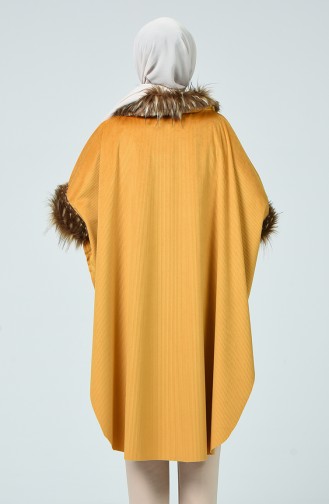 Poncho Velours a Fourrure 0028-02 Moutarde 0028-02