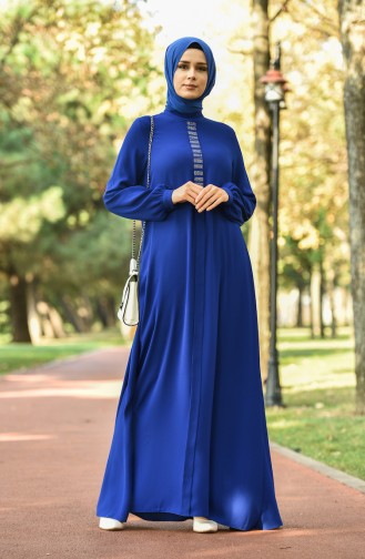 Saks-Blau Hijab Kleider 8030-06