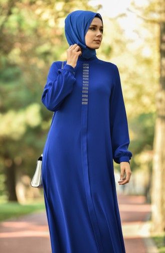 Saks-Blau Hijab Kleider 8030-06