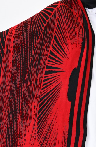 Triko Desenli Omuz Şalı 1009Y-02 Kırmızı