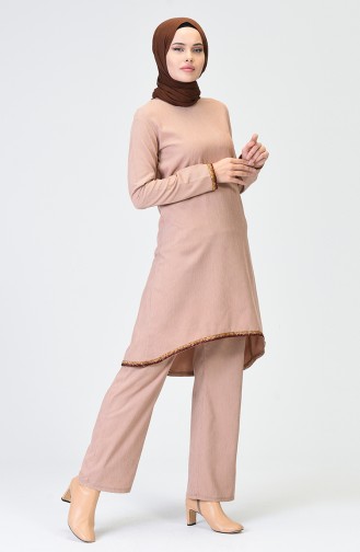 Asymmetric Tunic Trousers Double Suit 11190-02 Beige 11190-02