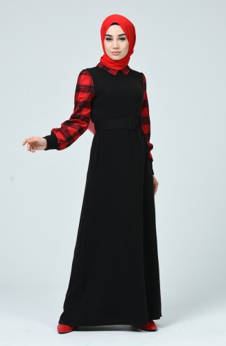 Schwarz Hijab Kleider 81746-01