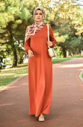 Ziegelrot Hijab Kleider 8110-01