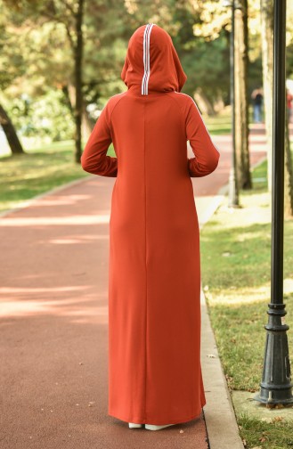 Brick Red Hijab Dress 8081-04