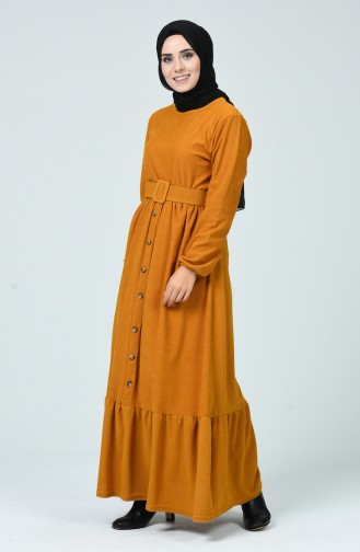 Mustard Hijab Dress 1214-03