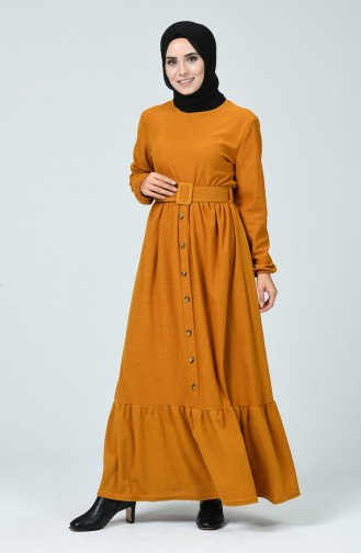 Mustard Hijab Dress 1214-03