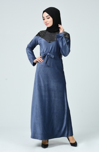 Sequin Velvet Dress Indigo 1254-04