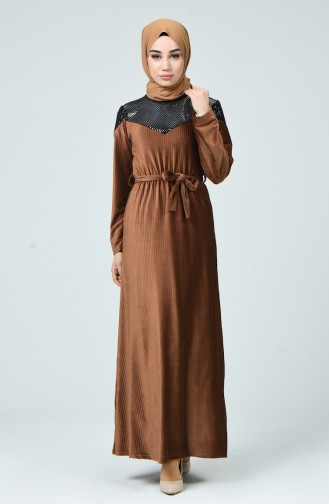 Sequin Velvet Dress Brown Tobacco 1254-05