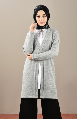 Cross V Neck Cardigan Gray 4185-05