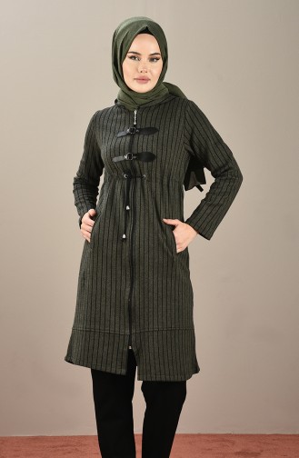 Striped Filt Cape Khaki Green 0001-02