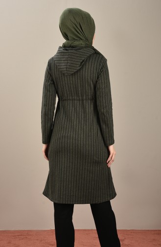 Striped Filt Cape Khaki Green 0001-02