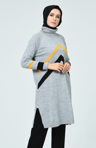 Thin Tricot Turtleneck Sweater Gray 1400-02