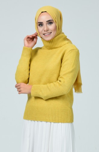 Turtleneck Short Tricot Sweater Mustard 7008-01