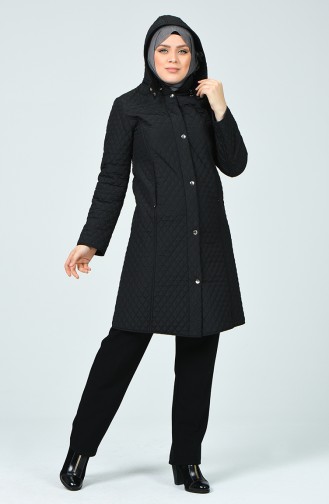 Plus Size Diamond Patterned Coat 0816-01 Black 0816-01