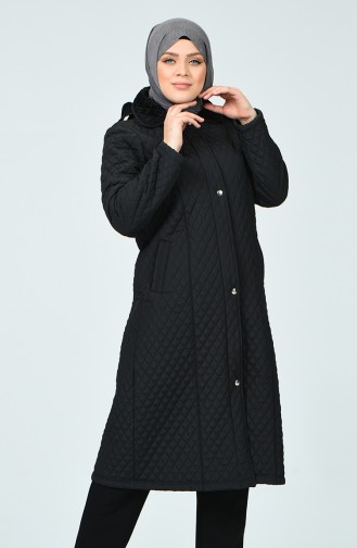 Plus Size Mid Length quilted Coat 1041-05 Black 1041-05