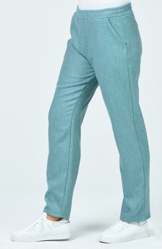 Pantalon Taille Élastique  1153PNT-03 Écru Turquoise 1153PNT-03