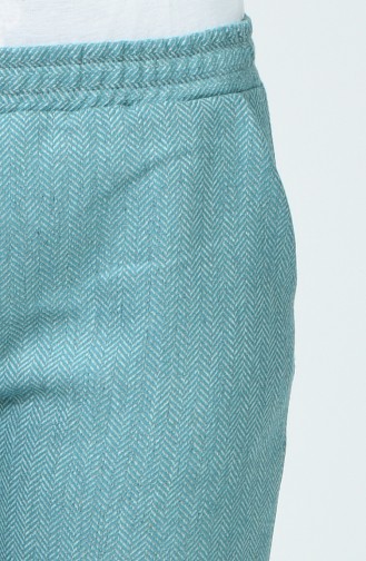 Pantalon Taille Élastique  1153PNT-03 Écru Turquoise 1153PNT-03